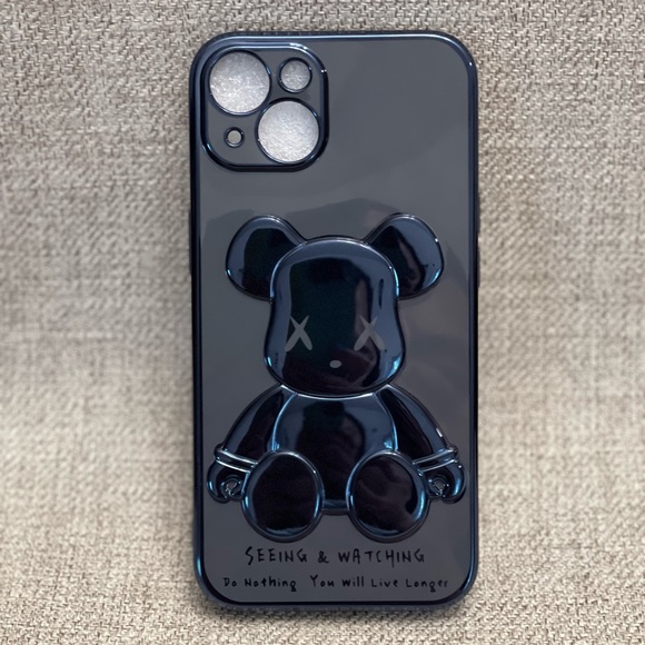 Electroplate Blue Violent Bear in Dark Background iPhone Case - Picture 5 of 14